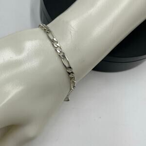IBB Sterling Silver 925 Italy Figaro‎ 5mm Chain Bracelet size 8”